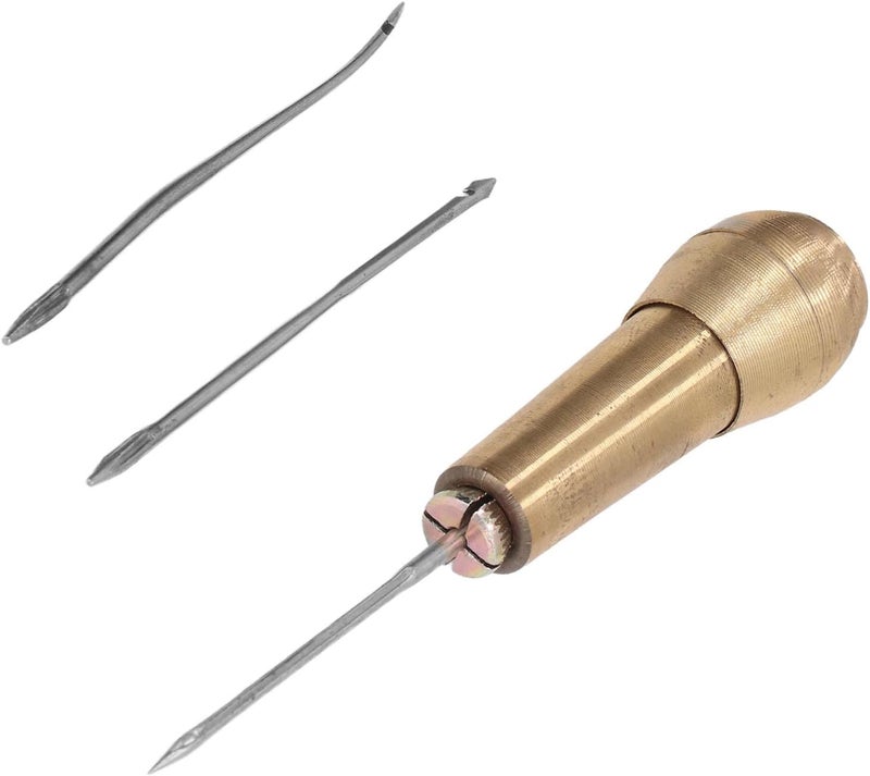 Chazcool Sewing Awl, Leather Sewing Awl Needle with Copper Handle, Speedy Stitcher Sewing Awl Kit for Handmade Leather Sewing Tools Shoe and Leather Repair, Leather Sewing Awl - Image 5
